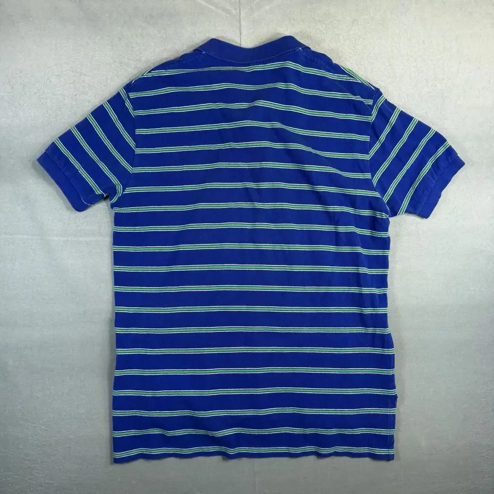 VTG Polo Ralph Lauren Shirt Mens Large Blue Green Striped Pony Short Sleeve 90s
